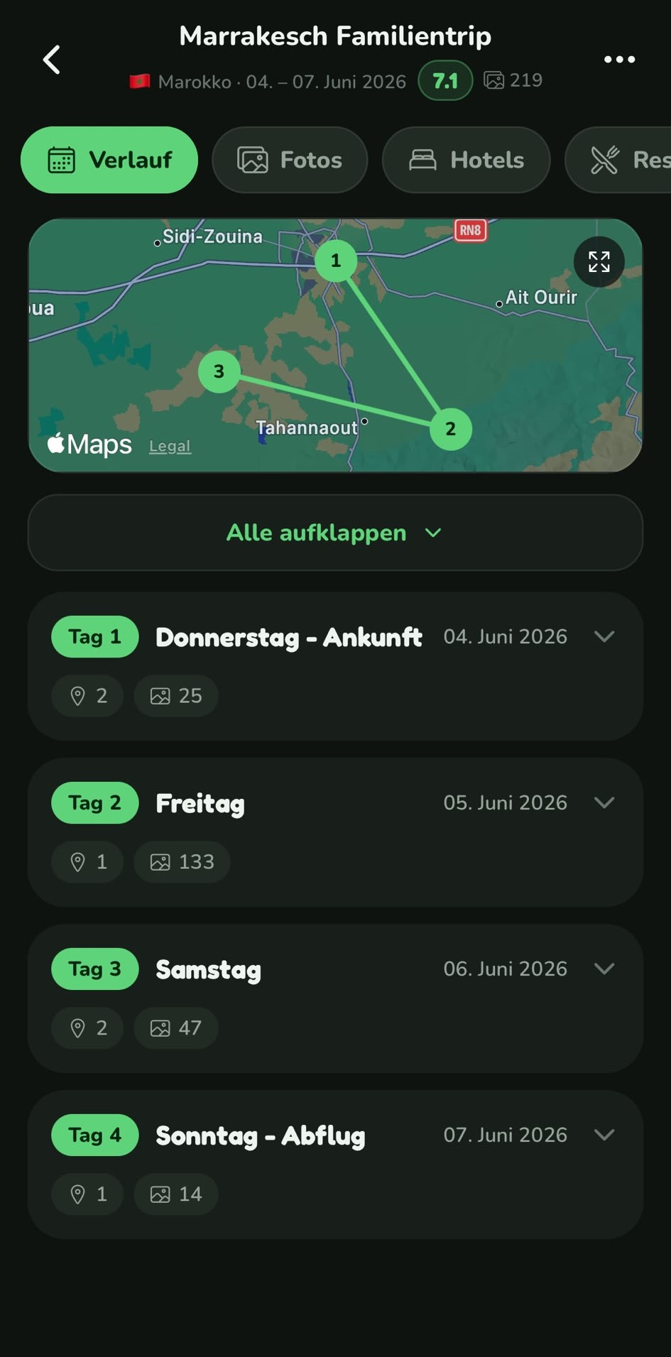 palmbook Reiseplanung Screenshot 1