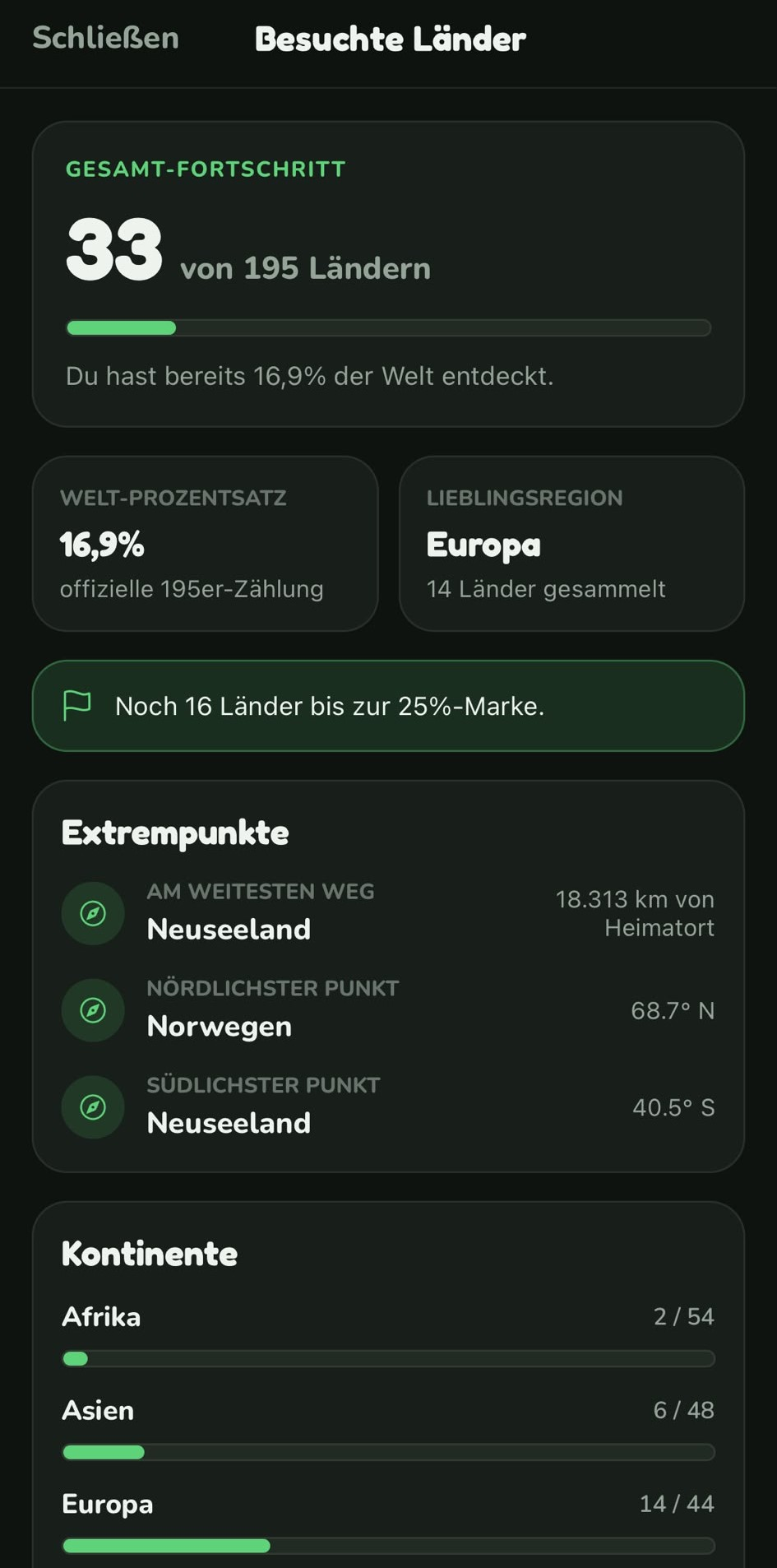 palmbook Reisestatistiken Screenshot 1